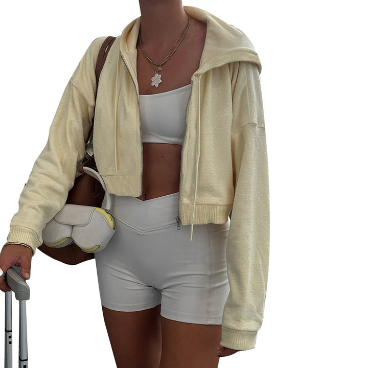 Damen lässige Sportbekleidungs-Set mit cropped Oberteil und bequemen Shorts Drune