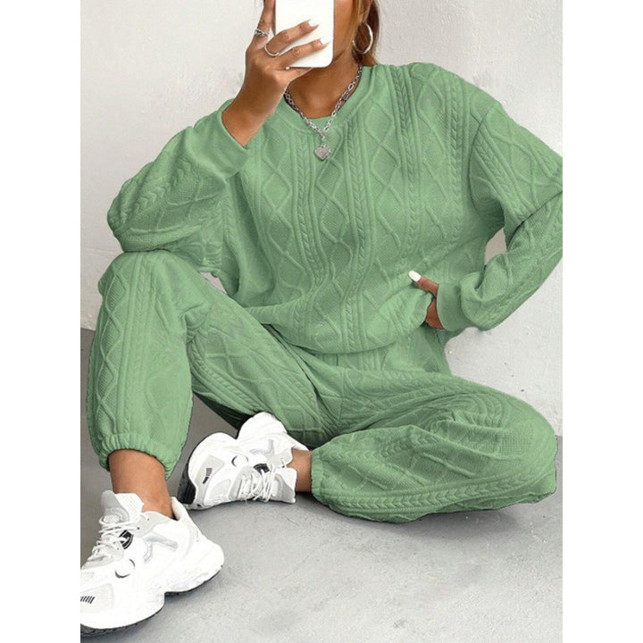 Damen modisches Strick-Loungewear-Set mit lässigem Schnitt und strukturierter Oberfläche Drune
