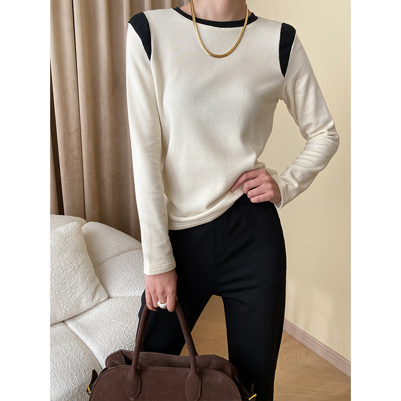 Damen lässiges Langarmshirt mit kontrastierenden Einsätzen Drune
