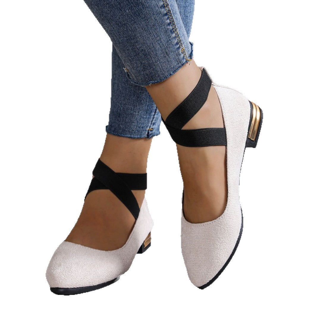 Damen Elegante Ballerinas mit elastischem Riemchen Drune