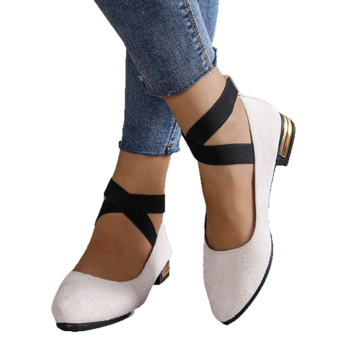 Damen Elegante Ballerinas mit elastischem Riemchen Drune