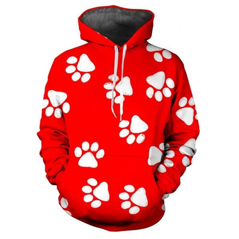Damen Lustiger Kapuzenpullover mit Pfotenmotiv Drune