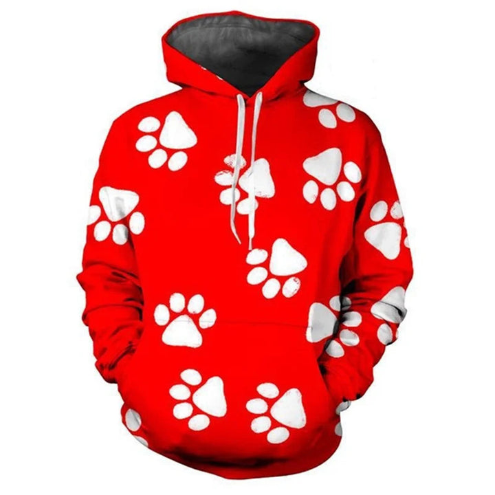 Damen Lustiger Kapuzenpullover mit Pfotenmotiv Drune