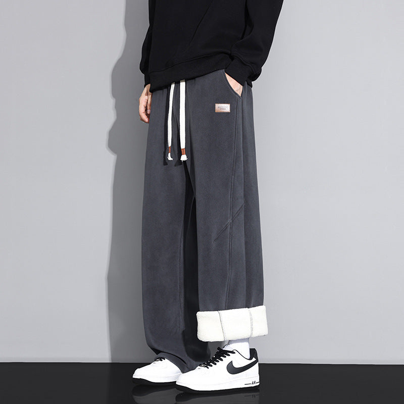 Herren Weitgeschnittene und bequeme Fleece-Hose
