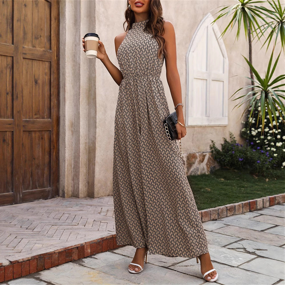 Damen Jumpsuit mit weitem Bein und hochgeschlossenem Ausschnitt Drune