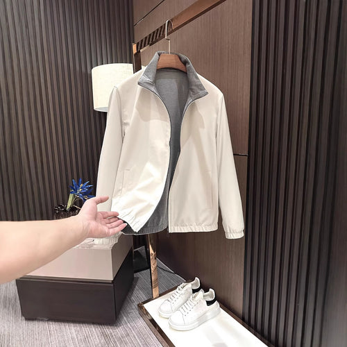 Herren Leichte Reißverschluss-Jacke mit elastischem Saum und kontrastkragen Drune