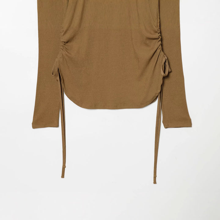 Damen nan tailliertes Longsleeve mit seitlicher Raffung und Tunnelzug Drune
