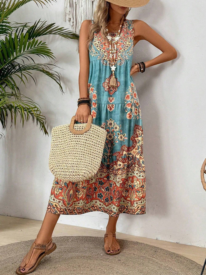 Damen Maxikleid mit floralen Mustern Drune