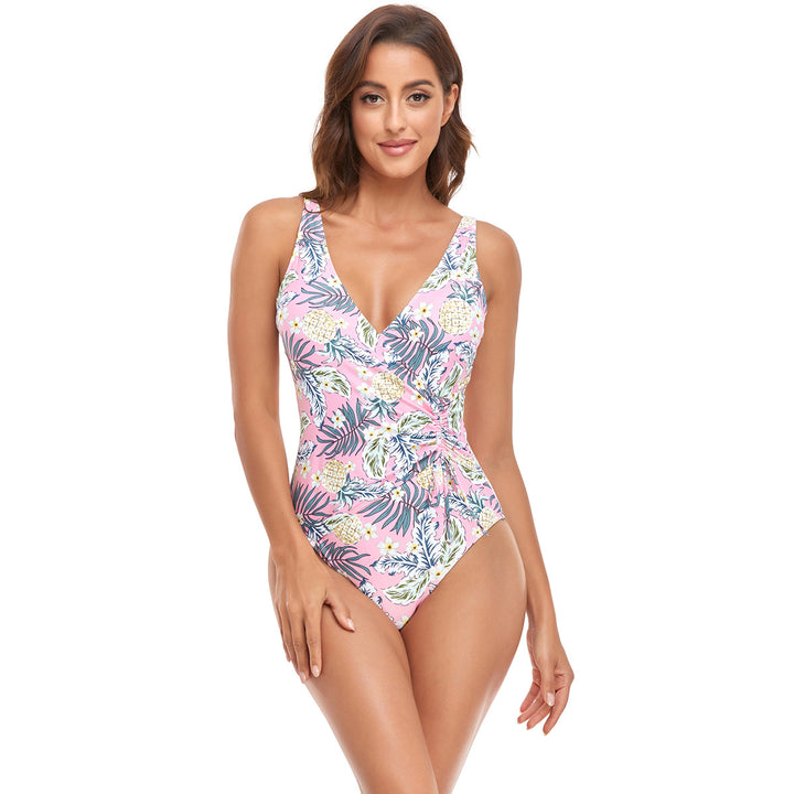 Damen Sportlicher Einteiler Badeanzug mit modernem Wickeldesign Drune