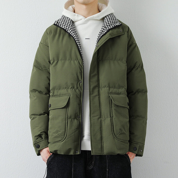 Herren Modische Pufferjacke mit Karokragen Drune