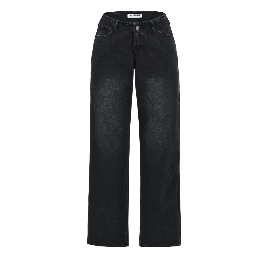 Damen Highwaist Cropped-Jeans mit geradem Schnitt und weitem Bein Drune