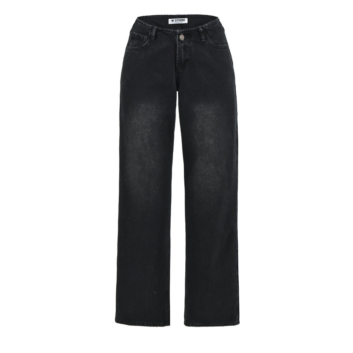 Damen Highwaist Cropped-Jeans mit geradem Schnitt und weitem Bein Drune