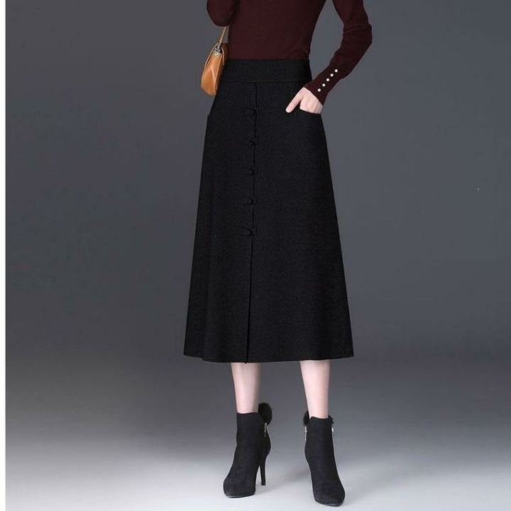 Damen Eleganter und schicker Midi-Rock mit Knopfdetails Drune