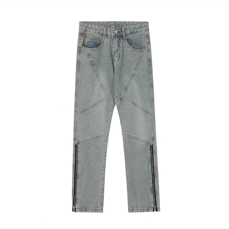 Herren Modische Denim Jeans mit kreativen Reißverschluss-Details Drune