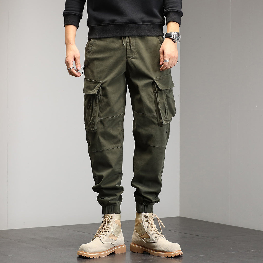 Herren Taktische Cargo‑Joggerhose mit elastischem Tunnelzugbund, Knieabnähern und Mehrfachtaschen Drune