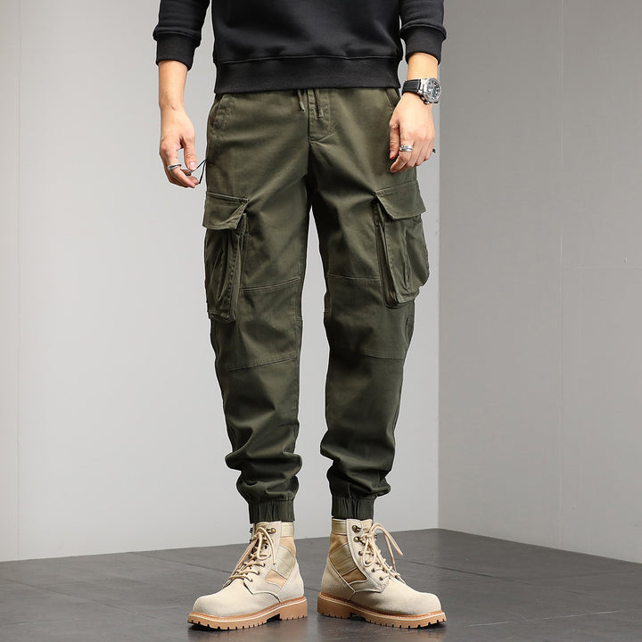 Herren Taktische Cargo‑Joggerhose mit elastischem Tunnelzugbund, Knieabnähern und Mehrfachtaschen Drune