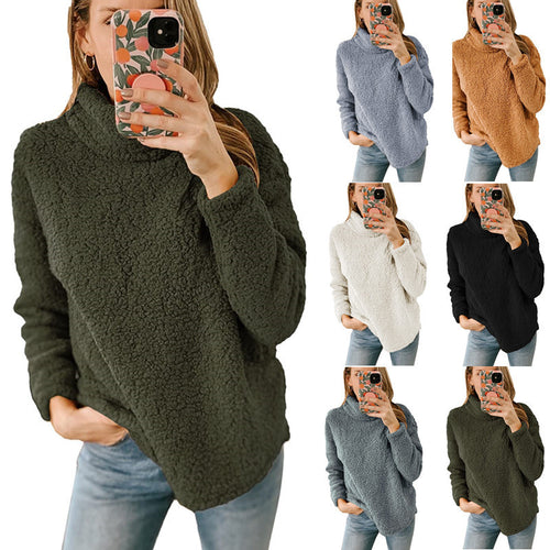 Damen Kuscheliger Sweatshirt-Pullover mit hohem Kragen und strukturiertem Fleece Drune