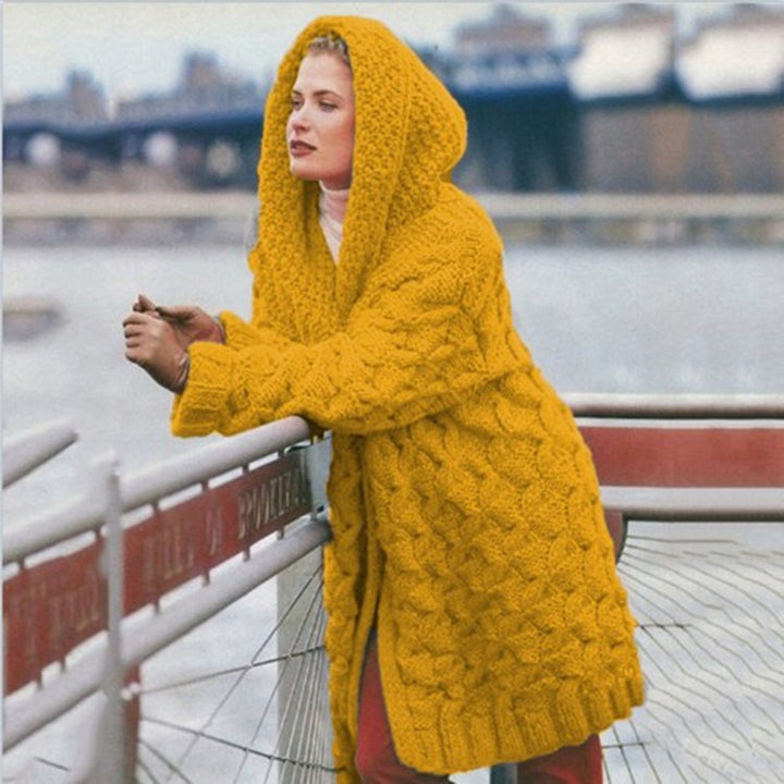 Damen Grobstrick-Cardigan mit Kapuze und strukturiertem Muster Drune