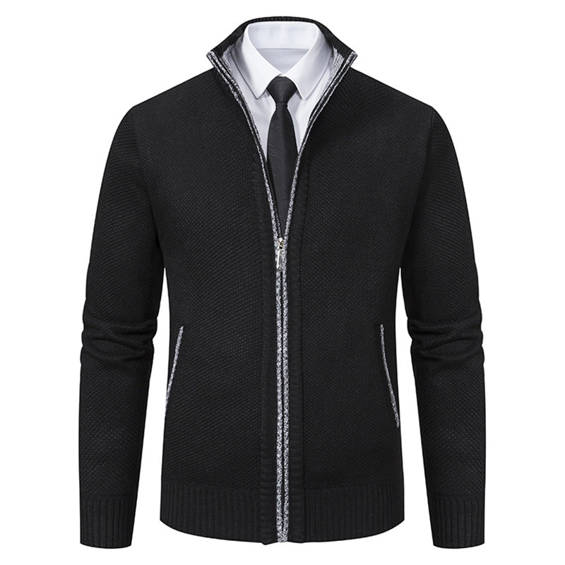 Herren elegante Strickjacke mit hohem Kragen und praktischem Reißverschluss Drune