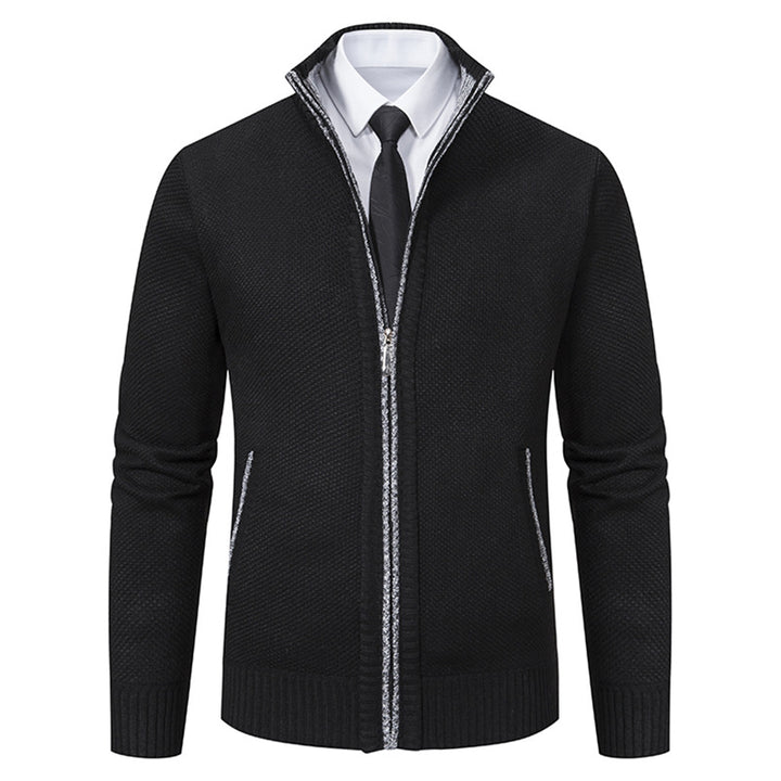 Herren elegante Strickjacke mit hohem Kragen und praktischem Reißverschluss Drune