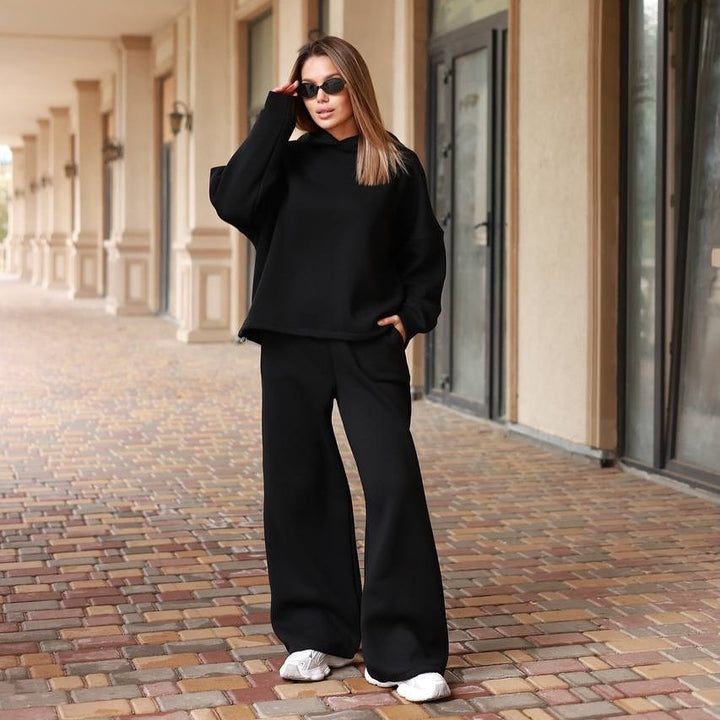 Damen Loungewear-Set mit oversized Kapuzenpullover und weiter High-Waist Jogginghose Drune