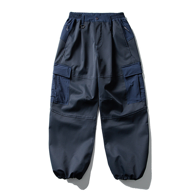 Herren Oversize-Cargohose mit elastischem Tunnelzugbund, Kniepaneelen und elastischen Bündchen Drune