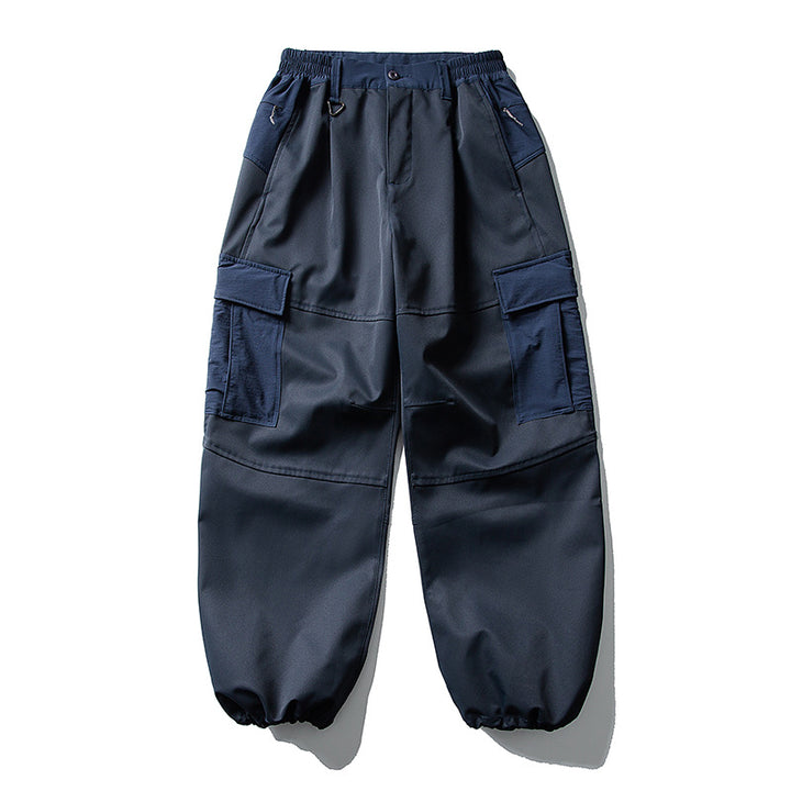 Herren Oversize-Cargohose mit elastischem Tunnelzugbund, Kniepaneelen und elastischen Bündchen Drune