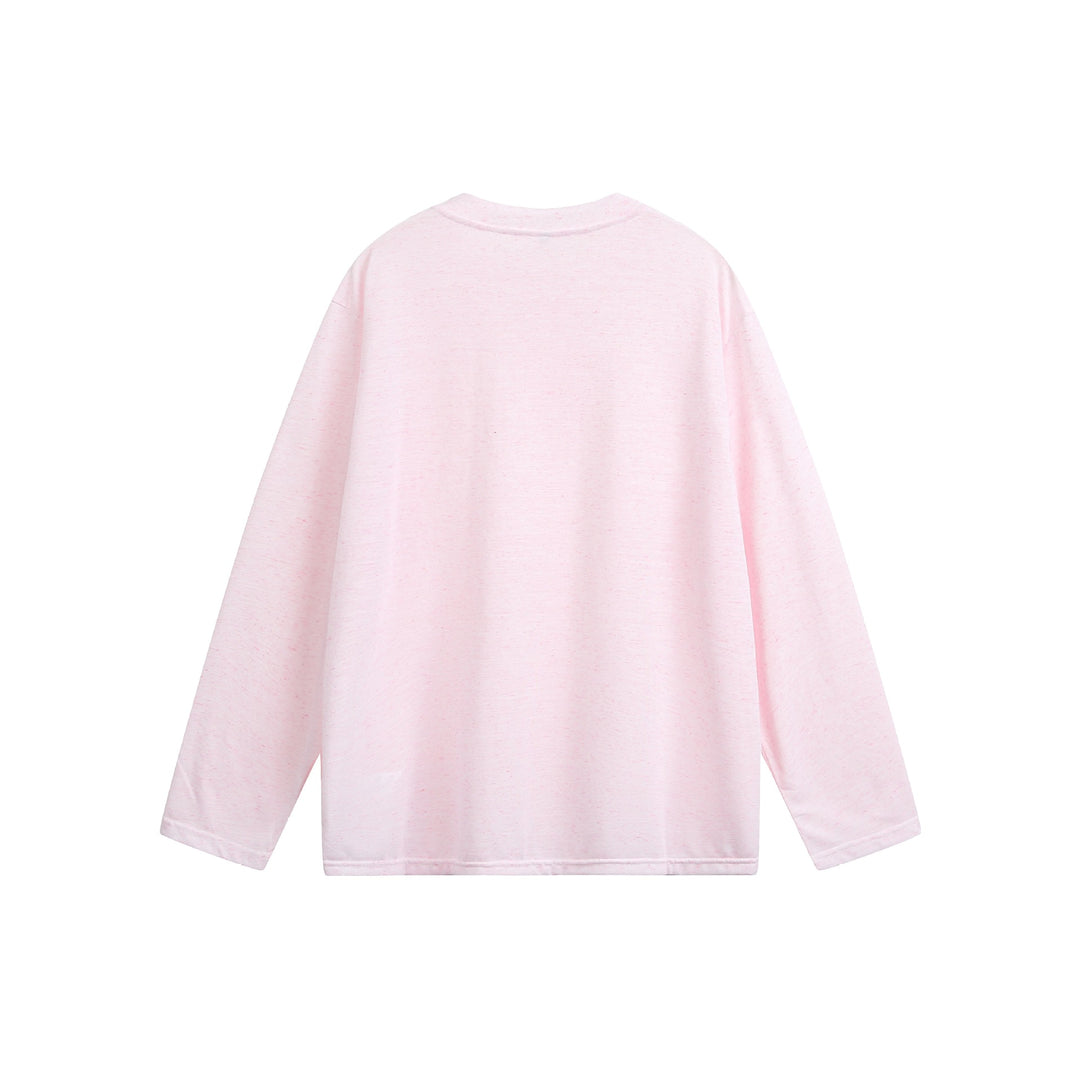 Unisex Meliertes Baumwoll-Henleyshirt im Oversize-Look mit kurzer Knopfleiste Drune