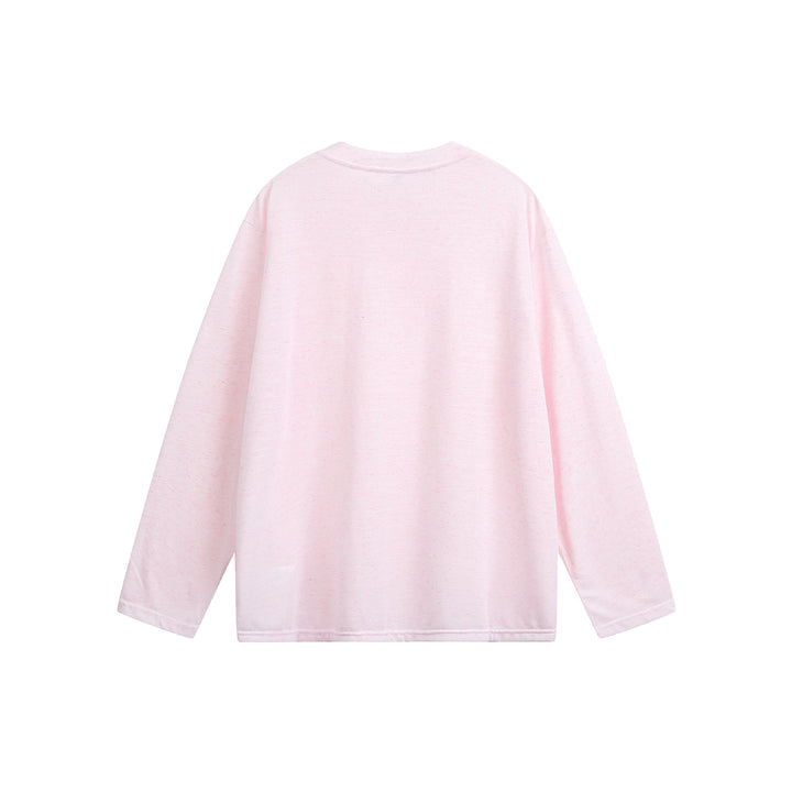 Unisex Meliertes Baumwoll-Henleyshirt im Oversize-Look mit kurzer Knopfleiste Drune