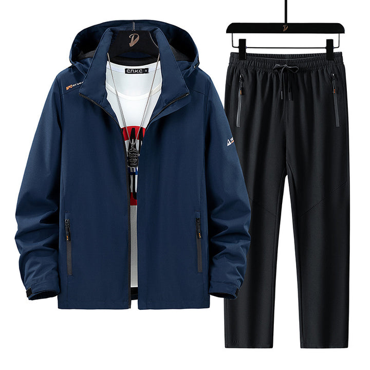 Herren Tragbare Outdoor-Jacke mit sportlichen Jogginghosen Drune