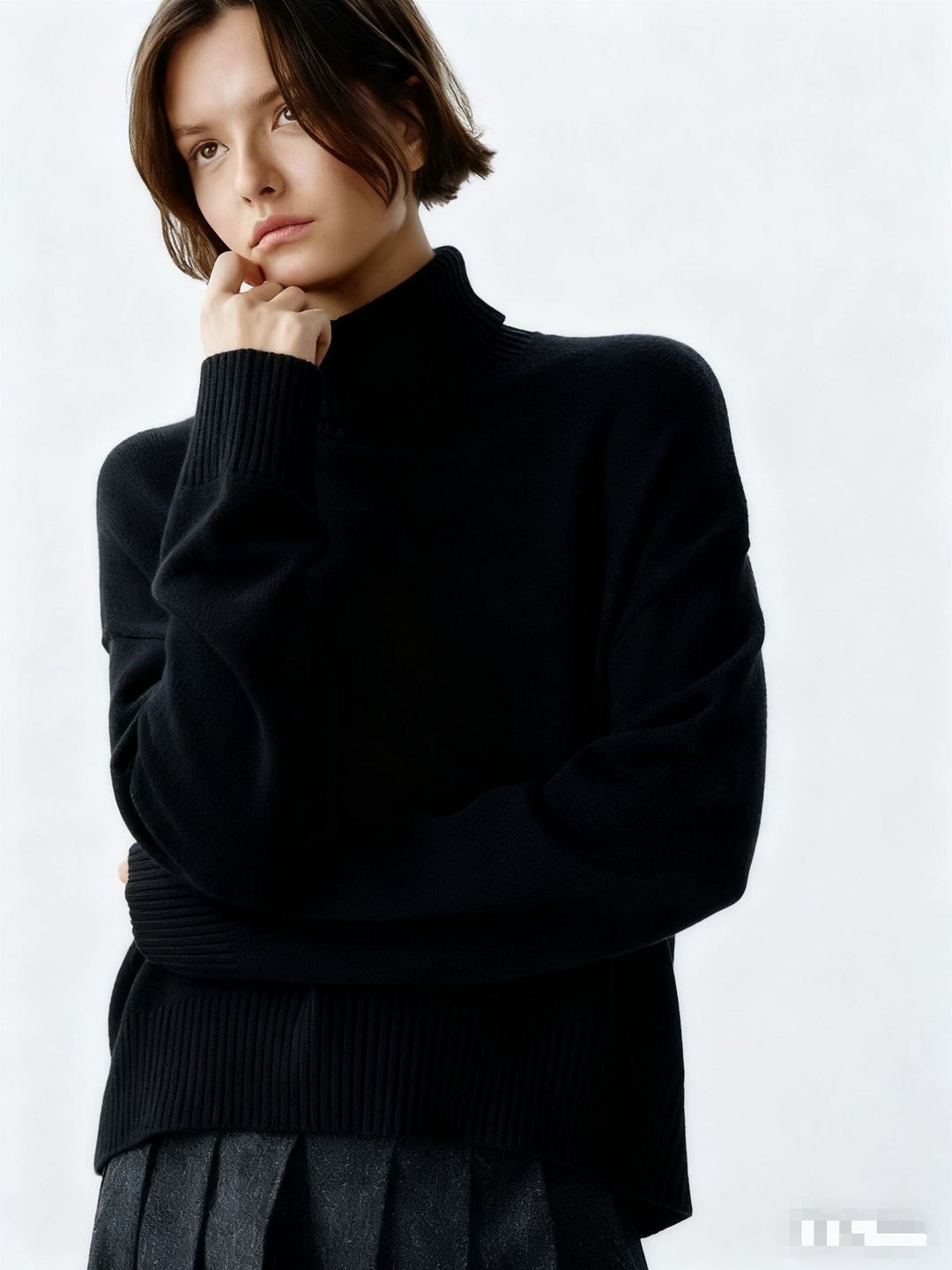 Damen Gemütlicher Rollkragenpullover mit oversized Schnitt und feiner Rippstruktur Drune