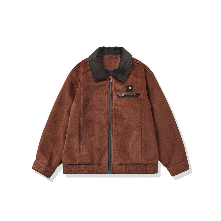 Herren Kurz geschnittener Fleece‑Blouson mit Cordkragen und Sicherheitsbrusttasche Drune