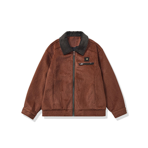 Herren Kurz geschnittener Fleece‑Blouson mit Cordkragen und Sicherheitsbrusttasche Drune