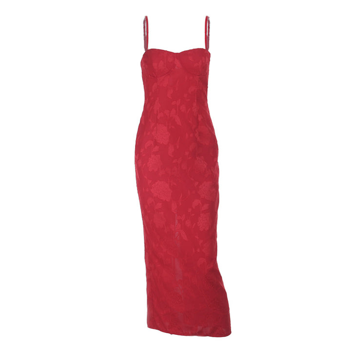 Damen elastisches Blumen-Bustier-Maxikleid Drune