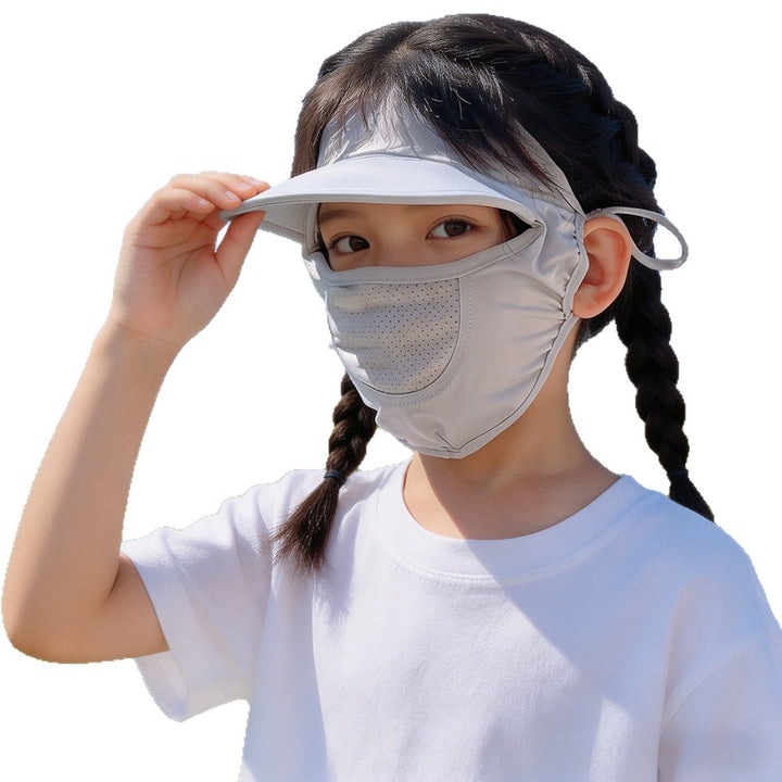 Unisex nan Kinder-Sonnenvisier mit integrierter atmungsaktiver Gesichtsmaske, verstellbarem Nackengurt und perforierter Kinnpartie  Drune