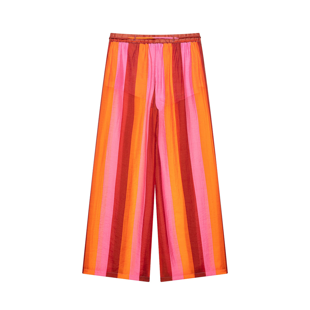 Damen 20+ weite Culotte‑Hose mit Tunnelzugbund und längs gestreifter Leinenoptik Drune