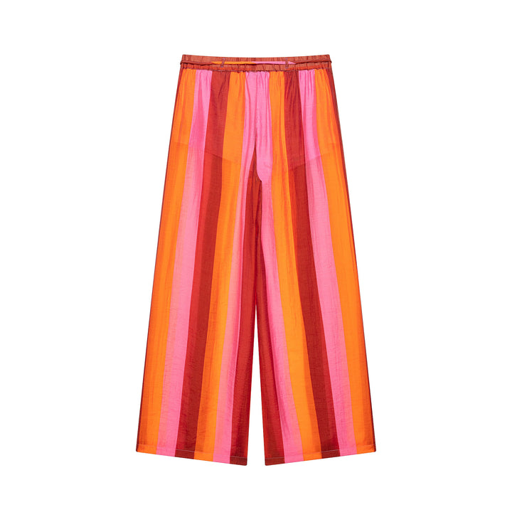 Damen 20+ weite Culotte‑Hose mit Tunnelzugbund und längs gestreifter Leinenoptik Drune