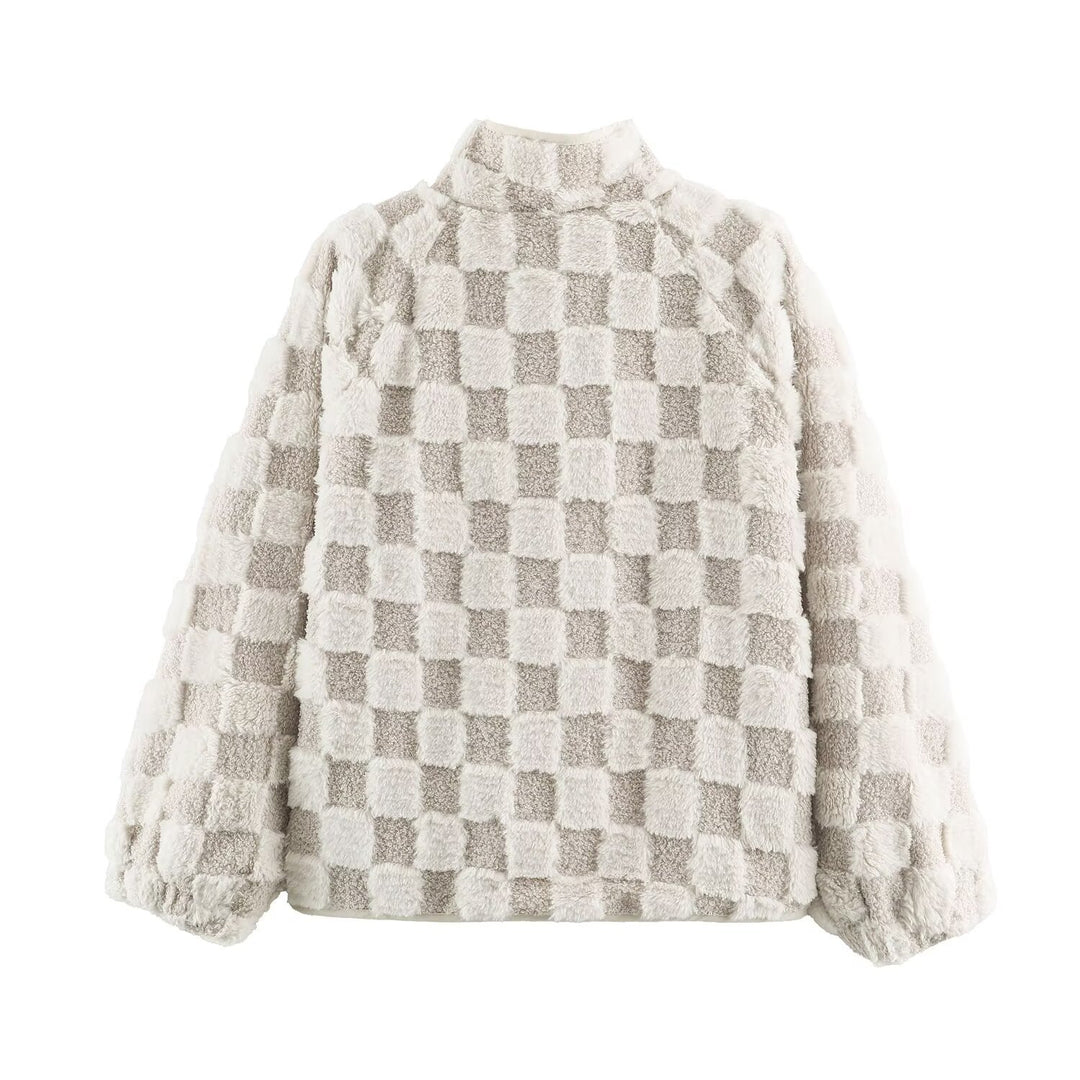 Damen Leichte wattierte Windjacke mit Stehkragen und Polka‑Dot‑Print Drune