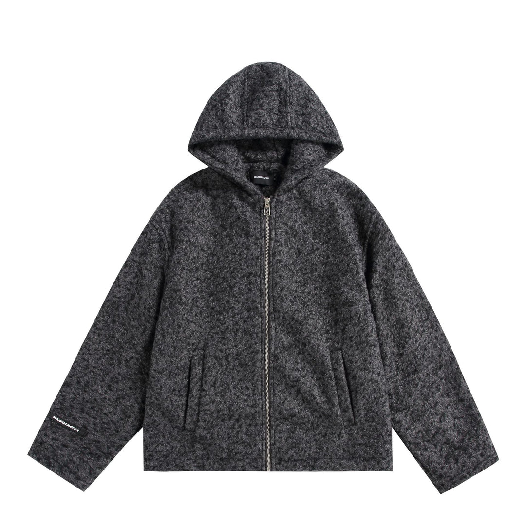 Damen Kapuzenblouson aus Wollmix mit voluminöser Struktur und Reißverschluss Drune