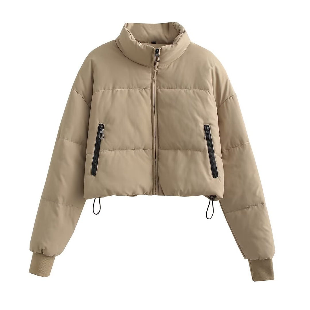 Damen cropped Steppjacke mit hohem Kragen und praktischen Reißverschlusstaschen Drune