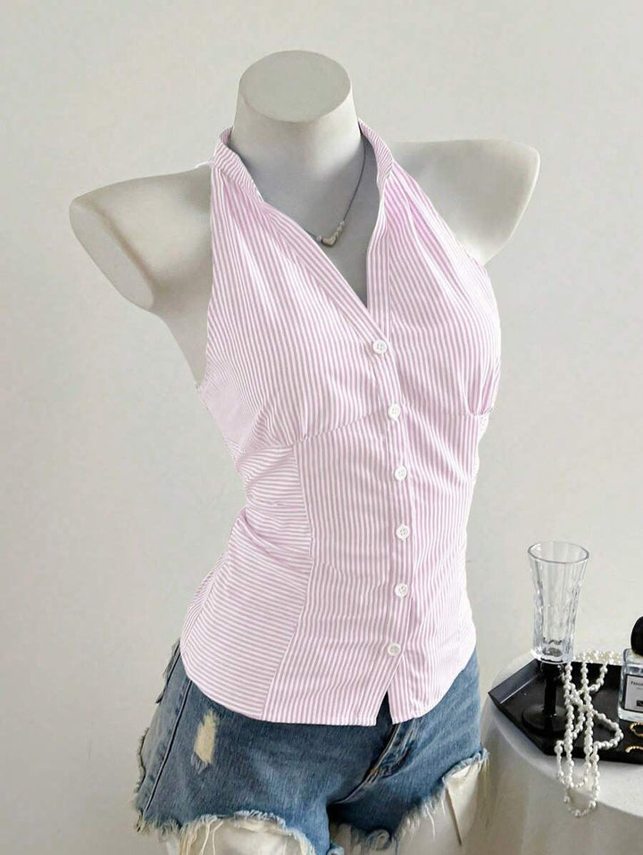 Damen Haltertop mit elegantem Streifenmuster Drune