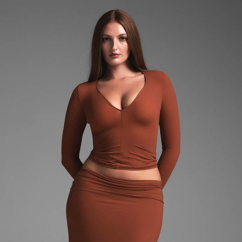 Damen Elegante Langarm-Top Drune