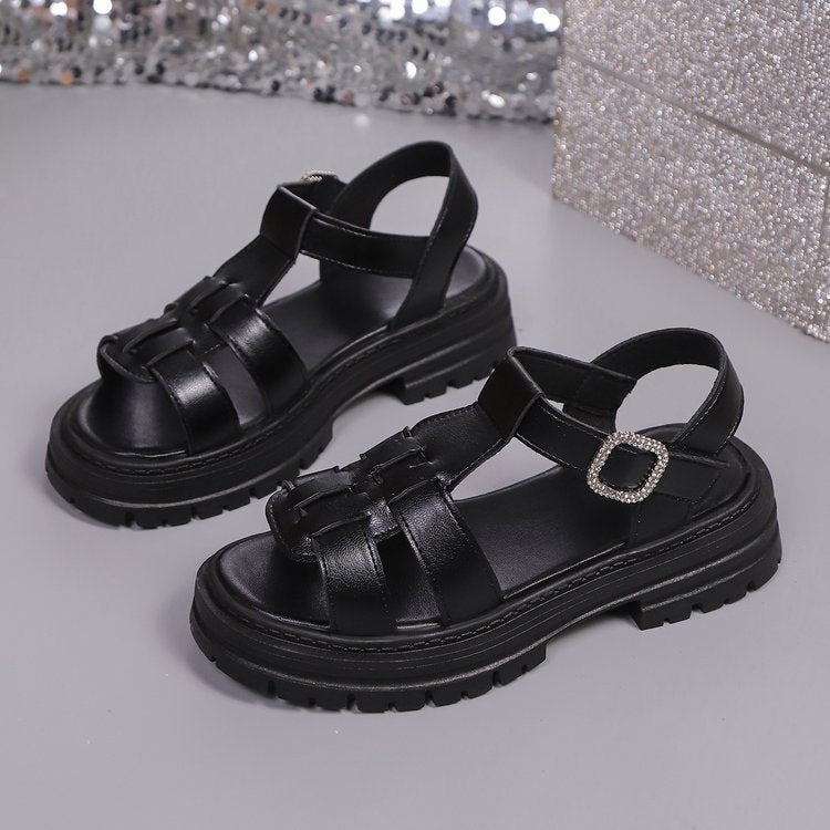 Damen komfortable Riemensandalen mit modischer Schnallenverzierung Drune