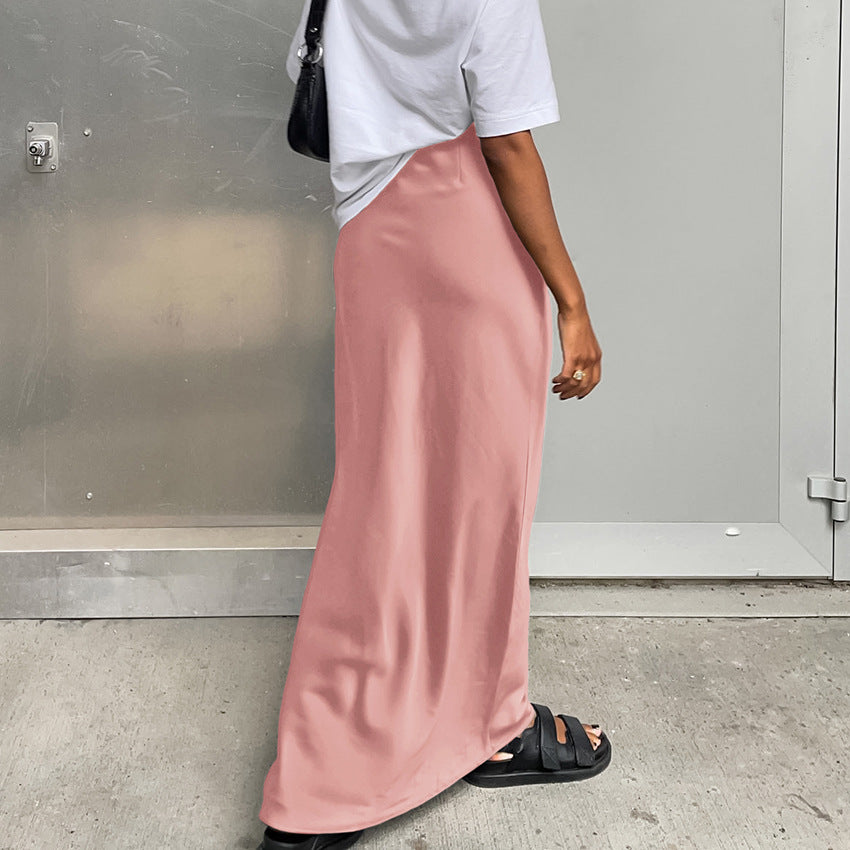 Damen Maxirock mit fließendem Satin-Finish und seitlichem Schlitz Drune