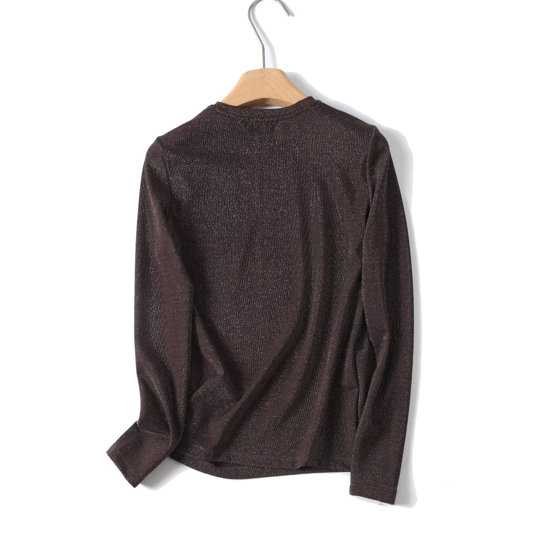Damen Lurex-Feinstrick Longsleeve mit Rundhalsausschnitt und dezent schimmernder Oberfläche Drune