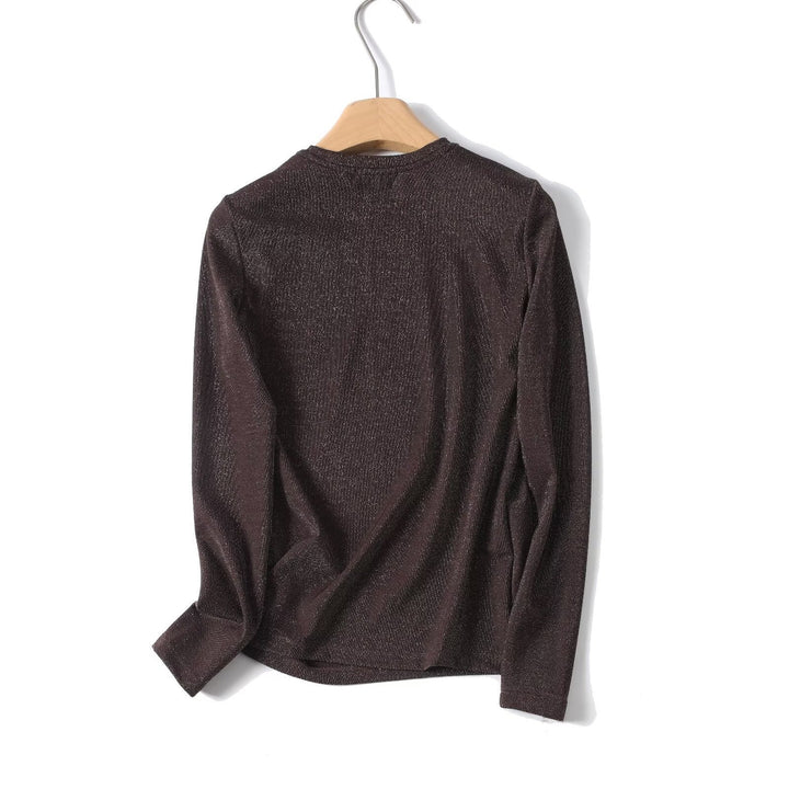 Damen Lurex-Feinstrick Longsleeve mit Rundhalsausschnitt und dezent schimmernder Oberfläche Drune
