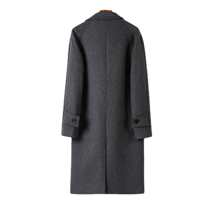 Herren Maxilanger Wollmantel mit cleanem Schnitt, schmalem Revers und innenliegendem Futter Drune