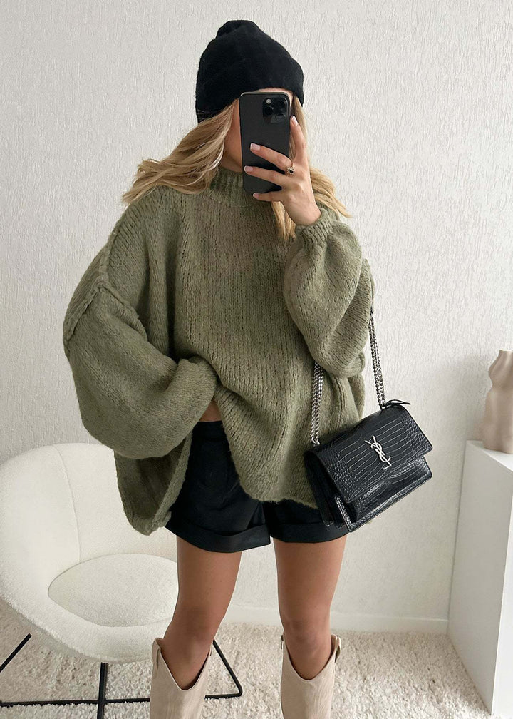 Damen oversized Strickpullover mit gemütlichem Schnitt und modernen Ärmeln Drune