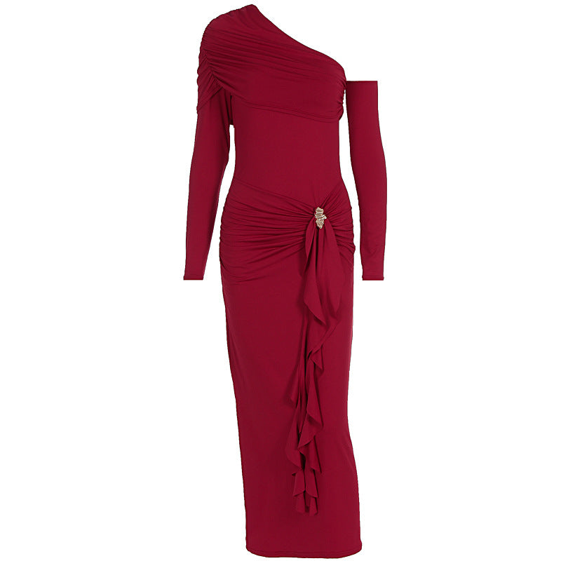 Damen elegantes Wickelkleid mit asymmetrischem Design und raffinierten Drapierungen Drune