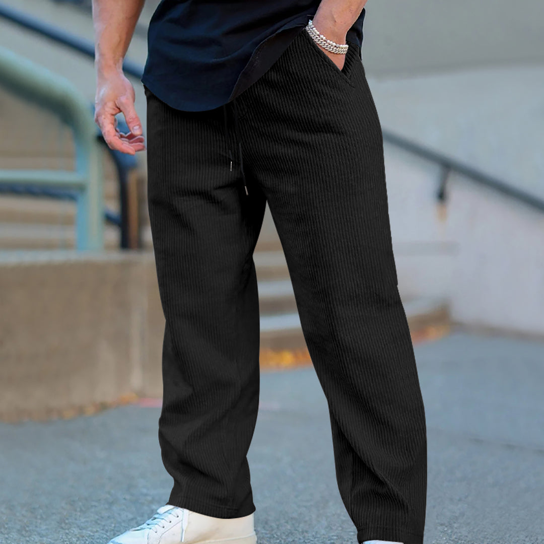 Herren lässige und atmungsaktive Freizeithose mit elastischem Bund Drune